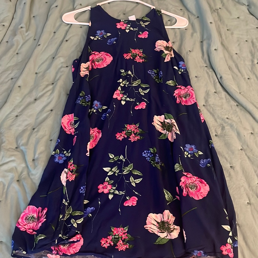 Womans blue floral Old Navy dress size small.